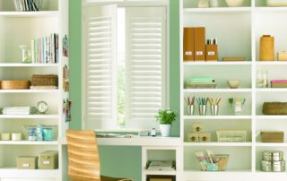 Automated Hunter Douglas Shutters for Homes near Keller, Texas (TX), including Polysatin™ Shutters for Study Spaces