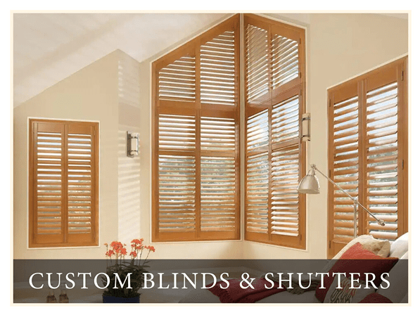 A room with custom blinds and shutters.