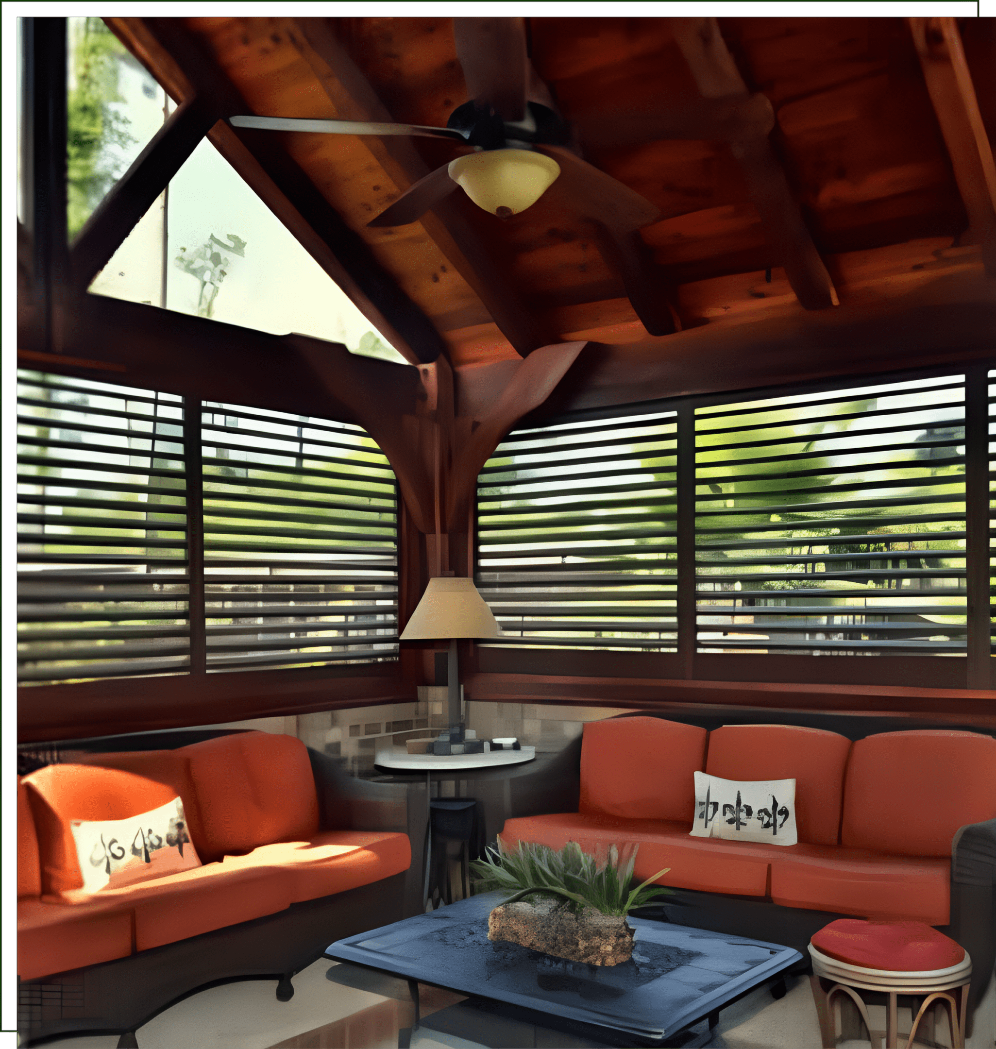 A room with couches and tables in it