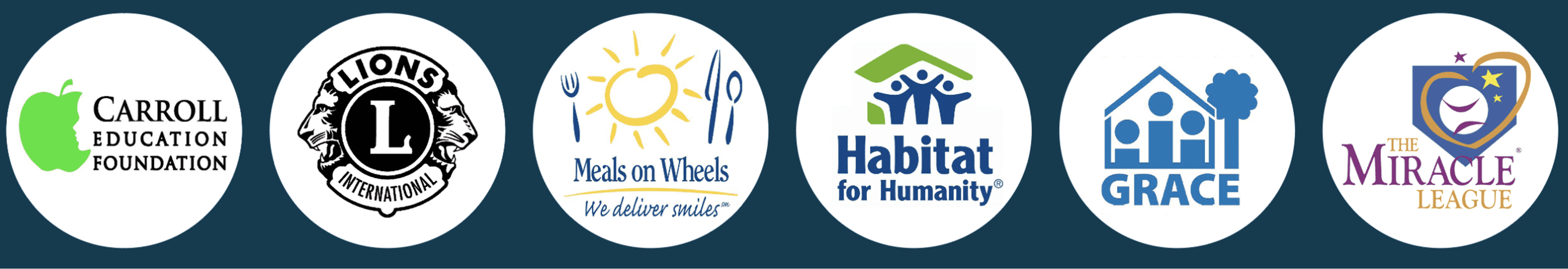Two logos of the habitat for humanity and sun wheel.